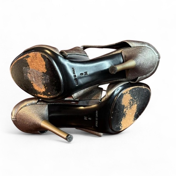 DVF Diane von Furstenberg Metallic Heels 8M Wide Strap Criss Cross Sandals Italy - Picture 7 of 8
